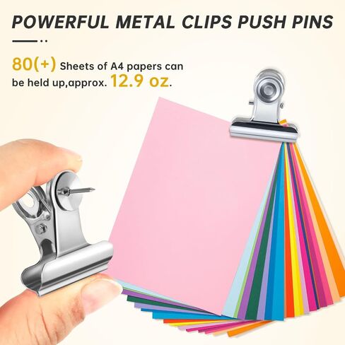 15Pcs Bulldog Clips with Pins Gold Push Pin Clips Heavy Duty Clips with Thumb Tacks for Bulletin Board Cork Board Cubicle Wall for Picture Paper Artwork Crafts at Home School Classroom Office in Saudi Arabia