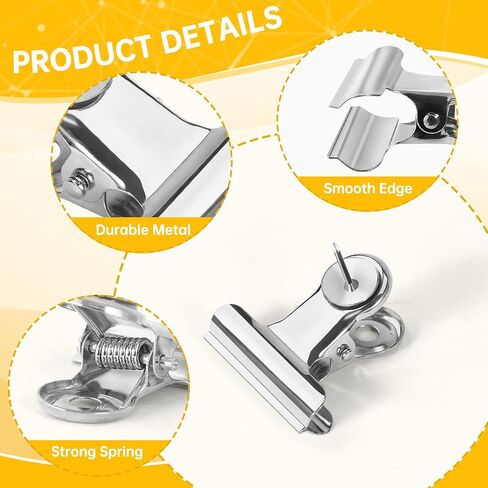 15Pcs Bulldog Clips with Pins Gold Push Pin Clips Heavy Duty Clips with Thumb Tacks for Bulletin Board Cork Board Cubicle Wall for Picture Paper Artwork Crafts at Home School Classroom Office in Saudi Arabia
