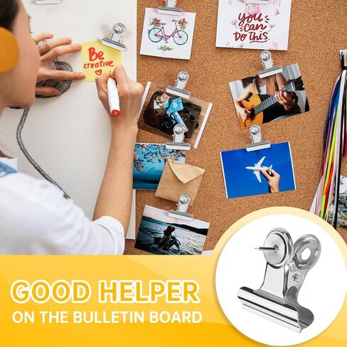 15Pcs Bulldog Clips with Pins Gold Push Pin Clips Heavy Duty Clips with Thumb Tacks for Bulletin Board Cork Board Cubicle Wall for Picture Paper Artwork Crafts at Home School Classroom Office in Saudi Arabia