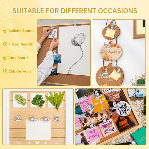 15Pcs Bulldog Clips with Pins Gold Push Pin Clips Heavy Duty Clips with Thumb Tacks for Bulletin Board Cork Board Cubicle Wall for Picture Paper Artwork Crafts at Home School Classroom Office in Saudi Arabia
