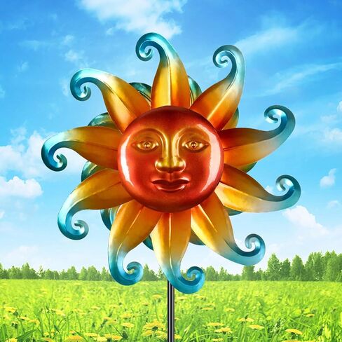 60 inch Kinetic Metal Wind Spinner,Two-Way Wind Sculptures with Garden Stake,360 Degrees Kinetic Wind Spinners for Yard and Garden in Saudi Arabia