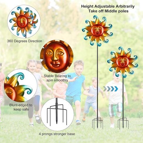 60 inch Kinetic Metal Wind Spinner,Two-Way Wind Sculptures with Garden Stake,360 Degrees Kinetic Wind Spinners for Yard and Garden in Saudi Arabia