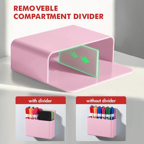 BEYGORM 2 Pack Plastics Magnetic Pen Holder for Refrigerator, Dry Erase Marker Holder for Whiteboard，Magnet School Locker Organizer Accessories, Pencil Cup, Pen Caddy, Classroom Organization(Pink) in Kuwait