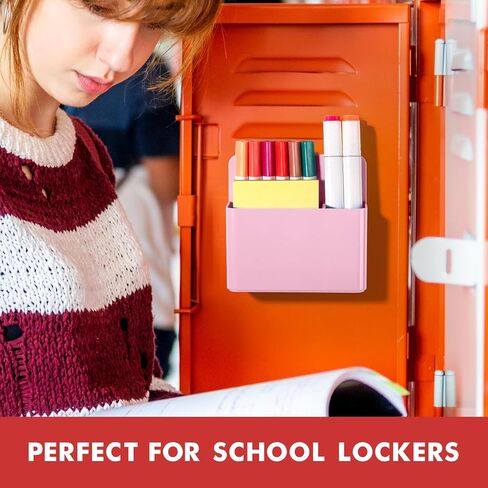 BEYGORM 2 Pack Plastics Magnetic Pen Holder for Refrigerator, Dry Erase Marker Holder for Whiteboard，Magnet School Locker Organizer Accessories, Pencil Cup, Pen Caddy, Classroom Organization(Pink) in Kuwait