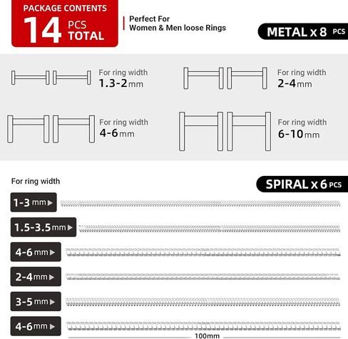 Omilly Ring Sizer for Loose Rings, 60-Pack with 16 Sizes & 3 Styles for Different Band Widths, Ring Size Adjuster Tightener Spacer Fitter for Any Ring Size, Adjustable Fit for Ring Widths 1-10mm in Saudi Arabia