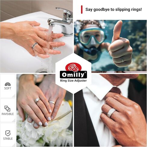 Omilly Ring Sizer for Loose Rings, 60-Pack with 16 Sizes & 3 Styles for Different Band Widths, Ring Size Adjuster Tightener Spacer Fitter for Any Ring Size, Adjustable Fit for Ring Widths 1-10mm in Saudi Arabia