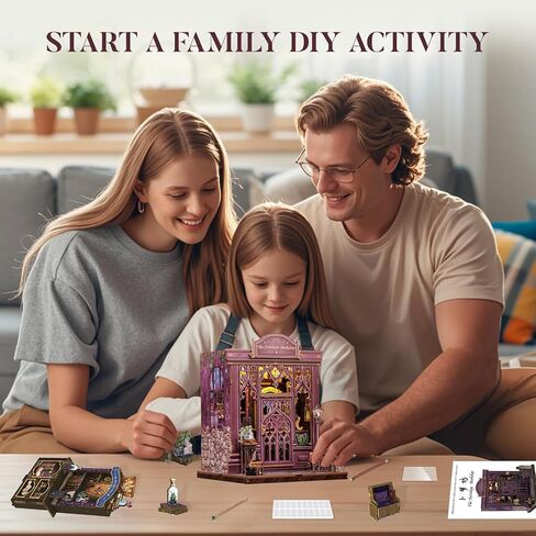 Fsolis Book Nook Kit, DIY Miniature House Kit for Adults Mini Dollhouse Kit Gift for Women Teenagers Craft Lovers (Journey Trace Bookshop) in Kuwait