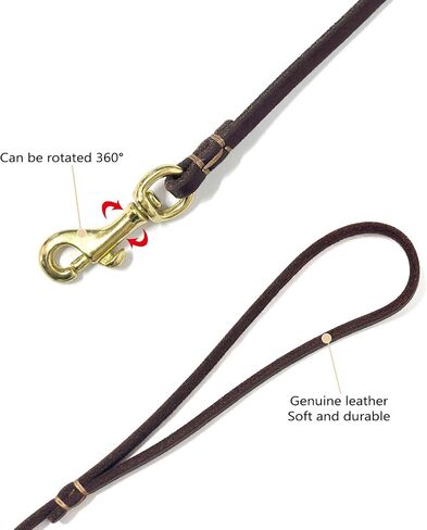 Guiding Star Leather Dog Leash 6 ft x 1/4 inch,Thin and Lightweight Leather Leashes for Small Dogs,Leather Cat Leashes for Small Cats,Soft Genuine Leather Dog Training Leashes for Petite Dogs Black in Saudi Arabia