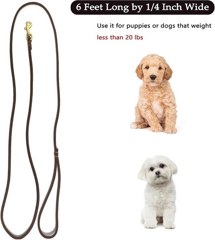 Guiding Star Leather Dog Leash 6 ft x 1/4 inch,Thin and Lightweight Leather Leashes for Small Dogs,Leather Cat Leashes for Small Cats,Soft Genuine Leather Dog Training Leashes for Petite Dogs Black in Saudi Arabia