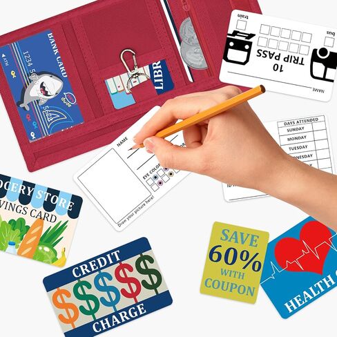 DEEKI 37PCS Play Money Coins and Cards with Wallet, Safety Wallet Toys for 3+ Year Old Kids Math Learn Teach Count, Purse for Toddler Boys and Girls Early Educational and Develops-Shark Black in Saudi Arabia