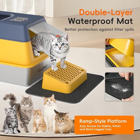 XL Extra Large Stainless Steel Cat Litter Box with Lid, 3-in-1 Enclosed/Open, Durable Metal Litter Box for Big, Multi Cats, Non-Stick, Includes Scoop, Mat, Odor Control Easy Cleaning, Green in Saudi Arabia