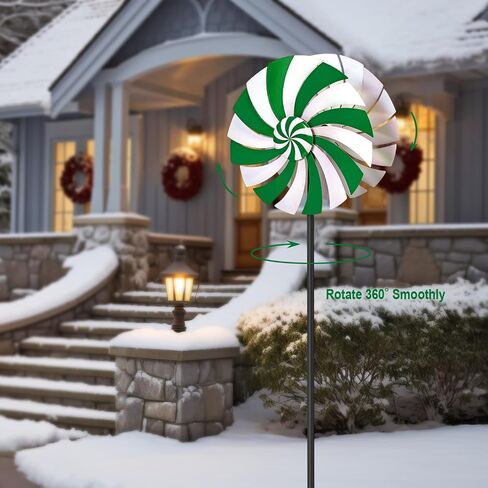 Candy Cane Trio Wind Spinners Outdoor Metal Garden Spinners Outdoor for Christmic Decor in Saudi Arabia