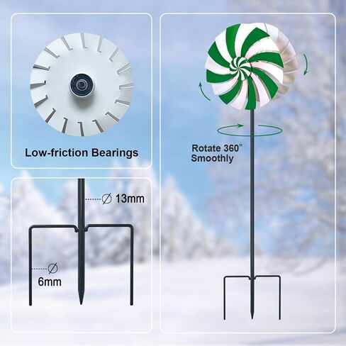 Candy Cane Trio Wind Spinners Outdoor Metal Garden Spinners Outdoor for Christmic Decor in Saudi Arabia