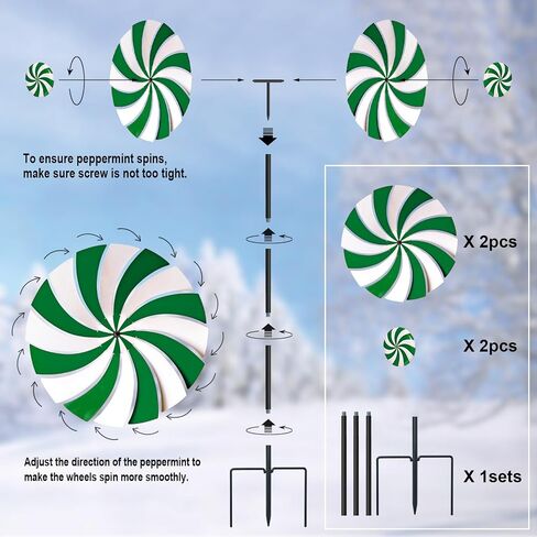 Candy Cane Trio Wind Spinners Outdoor Metal Garden Spinners Outdoor for Christmic Decor in Saudi Arabia