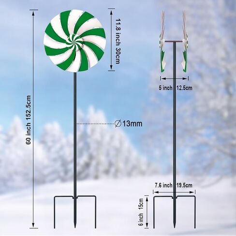 Candy Cane Trio Wind Spinners Outdoor Metal Garden Spinners Outdoor for Christmic Decor in Saudi Arabia