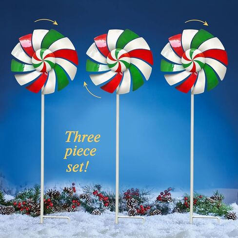 Candy Cane Trio Wind Spinners Outdoor Metal Garden Spinners Outdoor for Christmic Decor in Saudi Arabia
