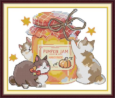 Stitchhaven 14CT Cute Cat Counted Cross Stitch Kit for Beginners, Unprinted Complete DIY Embroidery Set with Pattern & Tools, Premium Aida Cloth & Threads (Rebellious Little cat) in Kuwait