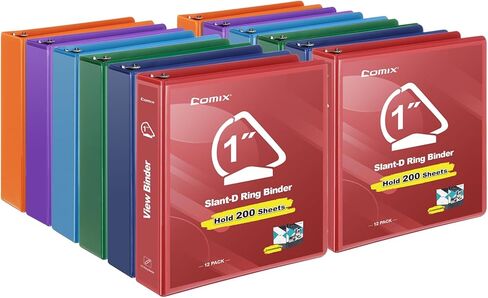 Comix Sturdy 1 بوصة المجلدات 3 حلقة مع غطاء عرض واضح ، 1 "حلقة Slant-D رابط الموثق 225 ورقة من ورق الحرف لدينا ، 6 حزمة (أخضر) in Kuwait