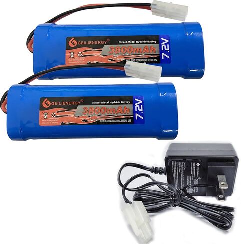 GEILIENERGY 7.2V NiMH RC Battery with Tamiya Connector Compatible for RC Cars, RC Truck, RC Airplane+7.2V Smart Charger(1 PCS) in Kuwait