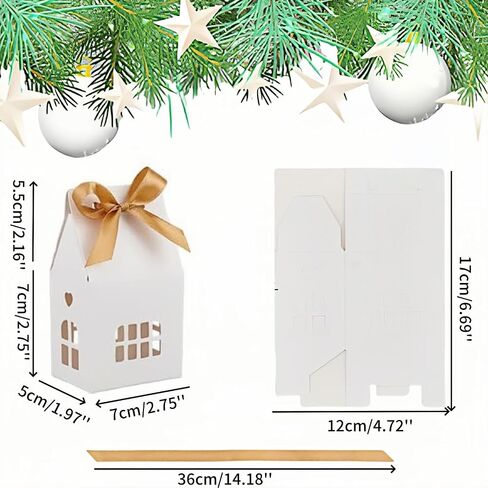 HAN SHENG 30 Pcs Bowknot Kraft Paper House Shaped Gift Boxes Candy Boxes Wedding Favor Boxes Candy Storage Boxes Packing Boxes Decoration for Party Ornament Container in Saudi Arabia