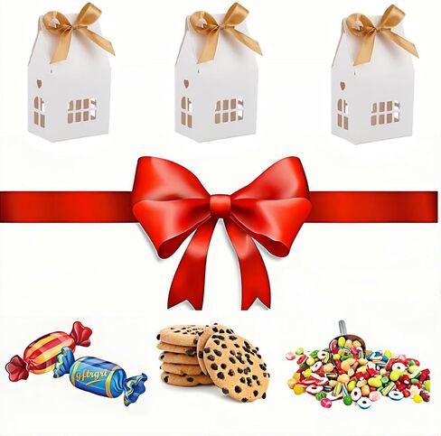 HAN SHENG 30 Pcs Bowknot Kraft Paper House Shaped Gift Boxes Candy Boxes Wedding Favor Boxes Candy Storage Boxes Packing Boxes Decoration for Party Ornament Container in Saudi Arabia