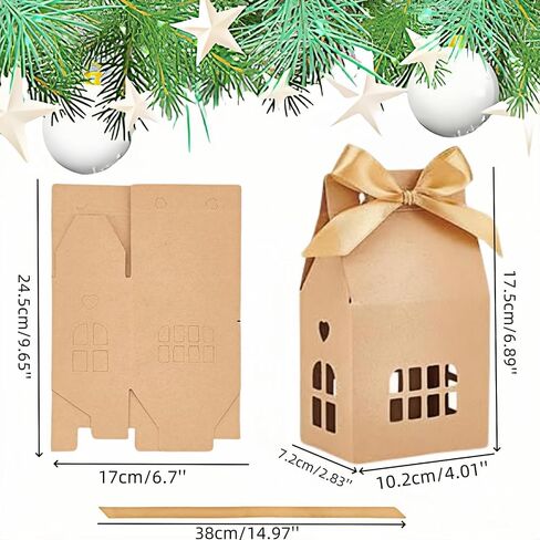 HAN SHENG 30 Pcs Bowknot Kraft Paper House Shaped Gift Boxes Candy Boxes Wedding Favor Boxes Candy Storage Boxes Packing Boxes Decoration for Party Ornament Container in Saudi Arabia