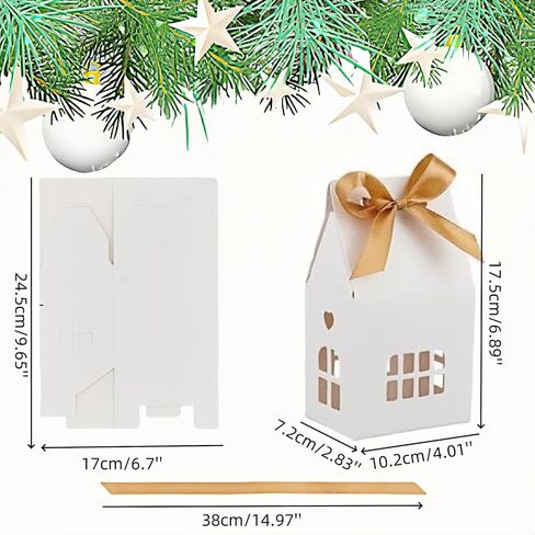 HAN SHENG 30 Pcs Bowknot Kraft Paper House Shaped Gift Boxes Candy Boxes Wedding Favor Boxes Candy Storage Boxes Packing Boxes Decoration for Party Ornament Container in Saudi Arabia