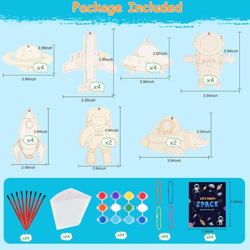 JOTIKO 12 Pack Space Theme Party Favors - DIY Keychains Wooden Arts and Crafts Coloring Painting Kits Toy for Kids, Birthday Pinata Stuffers Goodie Bag Filler Easter Stuffers Classroom Prizes Gifts in Kuwait