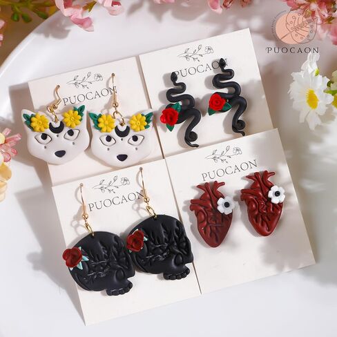 Puocaon Luna Moth Polymer Clay Cutters - 16 Shapes Clay Cutters for Earrings, Moth Shapes Clay Cutters for Polymer Clay Jewelry Making, Mystical Drop Dangle Earrings Clay Earring Cutters in Saudi Arabia