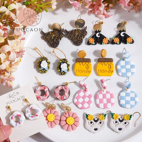 Puocaon Luna Moth Polymer Clay Cutters - 16 Shapes Clay Cutters for Earrings, Moth Shapes Clay Cutters for Polymer Clay Jewelry Making, Mystical Drop Dangle Earrings Clay Earring Cutters in Saudi Arabia