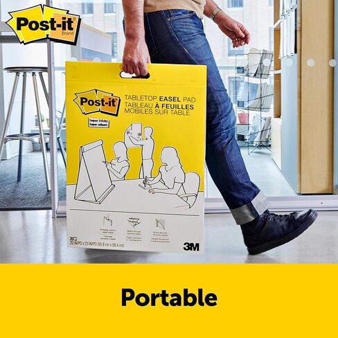 Post-it Super Sticky Tabletop Easel Pad, Great for Virtual Teachers and Students, 20 x 23 Inches, 20 Sheets/Pad, 1 Pad (563R), Portable White Premium Self Stick Flip Chart Paper, Built-in Easel Stand in Kuwait