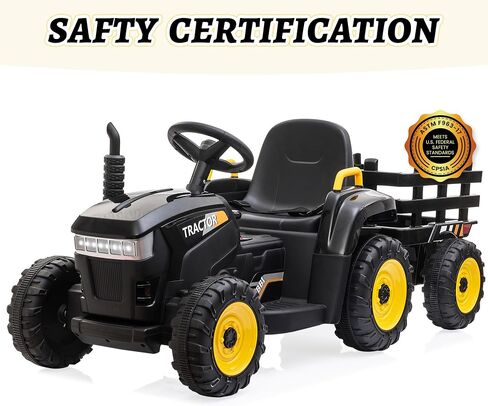 Tobbi Kids Ride Electric Ride On Toy Toy ، يركب 4 فولتات من 4 فولتات على السيارة مع مقطورة للأطفال الصغار 3-6 سنوات أسود in Kuwait