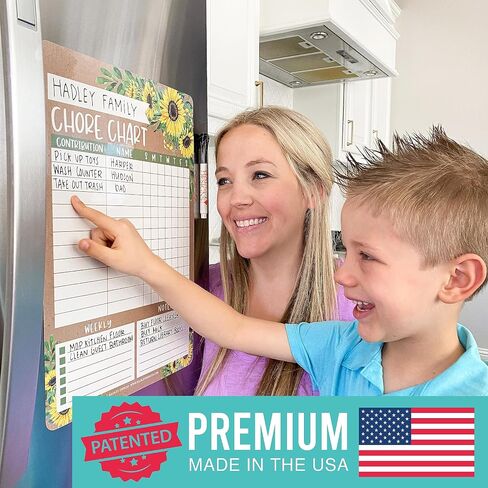 Hadley Designs Magnetic Chore Chart for Kids & Families – Reusable Dry Erase Responsibility Board – Daily Toddler Chore Chart for Ages 4-6 – 12x17 in Saudi Arabia