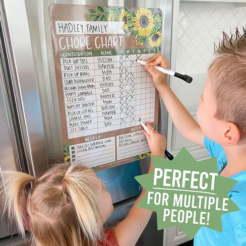 Hadley Designs Magnetic Chore Chart for Kids & Families – Reusable Dry Erase Responsibility Board – Daily Toddler Chore Chart for Ages 4-6 – 12x17 in Saudi Arabia