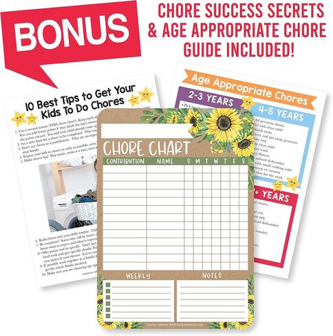 Hadley Designs Magnetic Chore Chart for Kids & Families – Reusable Dry Erase Responsibility Board – Daily Toddler Chore Chart for Ages 4-6 – 12x17 in Saudi Arabia