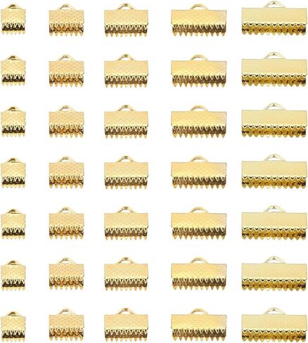 PATIKIL 6mm/8mm/10mm/13mm/16mm Ribbon Ends Crimp Clamp 150pcs Pinch Crimp End Bracelet Bookmark Cord Ends Fasteners Clasp for Leather DIY Craft Jewelry Making Gold/Silver in Kuwait