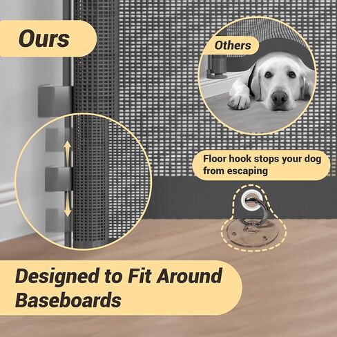 Retractable Short Dog Gate with Drill Installation - 15.7" H Mesh Pet Gate, Extends Up to 50" W, Small Dog Gate for Stairs, Easy Step Over Low Puppy Gate for Doorways Indoor Outdoor White in Saudi Arabia