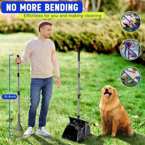 Dog Pooper Scooper with 20 Bag Attachment Long Handle Swivel Bin, Rake Heavy Duty Pooper Scooper for Large Medium Small Dogs Easy to Clean Poop Scooper for Yard, Grass, Gravel in Kuwait