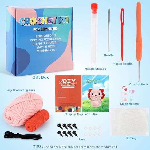 StryWiin Crochet Kit for Beginners, 21 Pcs Turtle Family Crochet Animal Kit with Step-by-Step Video Tutorials, DIY Beginner Crochet Kit for Adults, Ideal for Birthday and Holiday Gifts in Saudi Arabia