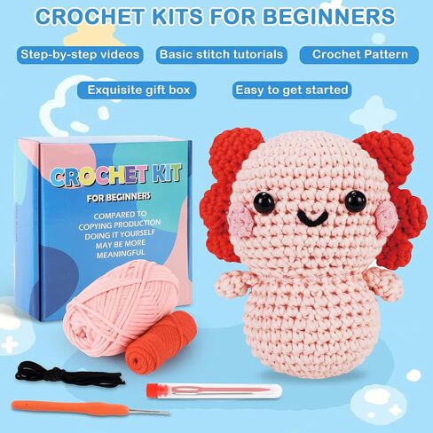 StryWiin Crochet Kit for Beginners, 21 Pcs Turtle Family Crochet Animal Kit with Step-by-Step Video Tutorials, DIY Beginner Crochet Kit for Adults, Ideal for Birthday and Holiday Gifts in Saudi Arabia