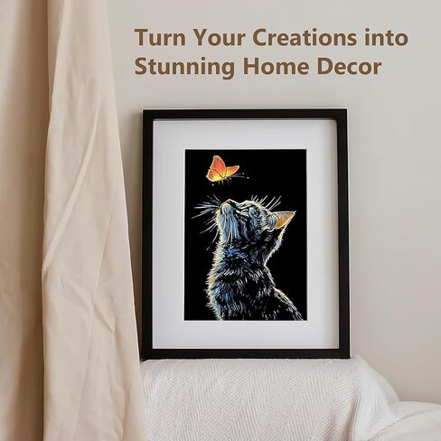 VTEAS 8-Sheet Glow in The Dark Scratch Art Rainbow Painting Paper Kit | Engraving Craft Night View Scratchboard for Teens and Adults | DIY Creative Sketching Card | ASMR Stress Relief (Animals A5) in Kuwait