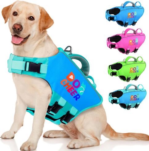 Dogcheer Ripstop Dog Life Jacket, Adjustable Pet Swim Vest with Dual Handle, Reflective High Buoyancy Swimming Vest, Puppy Life Vest for Small Medium Large Dogs-Pink,XS in Saudi Arabia