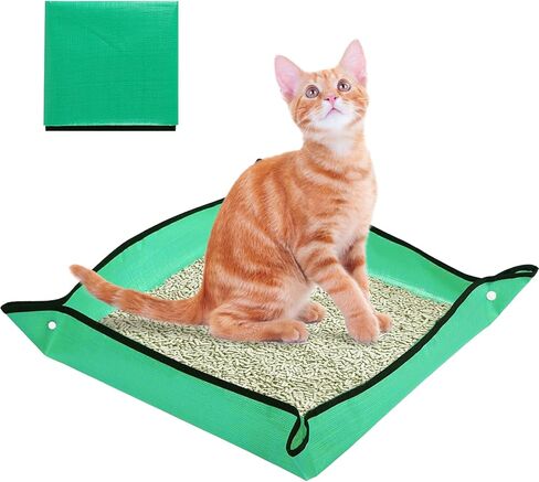 1 PCS Travel Litter Box for Cats,Portable Litter Box for Cats, Foldable and Packable, Large Sized Waterproof Cat, Ideal for Cat Travel Car & Camping in Kuwait