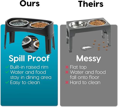IRIS USA 2-in-1 Elevated Dog Bowls 6" H with Airtight Pet Food Storage Container Holds Up to 5 Lbs, Removable 2 Thick 16 oz Stainless Steel Bowls, at Home or Camping Pet Dish Bowl Set, Smoke/Black in Saudi Arabia