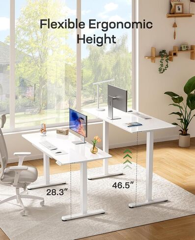 Marsail Glass Electric Standing Desk with Drawer, 48 x 24 Inches Height-Adjustable Desk, One-Piece Tempered Glass Top, Ergonomic Home Office Sit Stand Desk with 4 Preset Heights, Black in Saudi Arabia