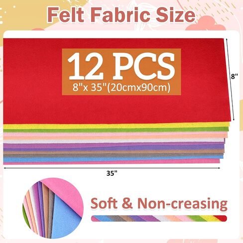 12 Rolls 8"x35" 1.4mm Thick Soft Felt Fabric Sheet 12 Assorted Brown Series Colors Felt Pack for DIY Craft Sewing Squares Nonwoven Patchwork in Saudi Arabia