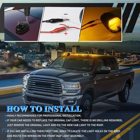 Cab Roof Clearance Light, 5 Pcs LED Top Marker Running Light Compatible with Dodge Ram 2003-2018 1500 2500 3500 4500 5500 (Amber) in Saudi Arabia