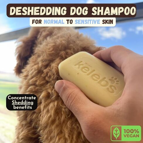 Deshedding Dog Shampoo Bar for Shedding Control, Natural Ingredients with Coconut Oil & Shea Butter | No Plastic Waste, Vegan, 3 Bars in Saudi Arabia