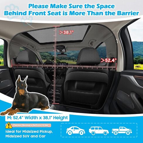 Dog Car Barrier Behind Front Seat, 52.4" Wide Car Pet Barrier One-Piece Design, Dog Car Divider Back Seat Barrier for Midsized Pickup, Midsized Car and SUV in Saudi Arabia