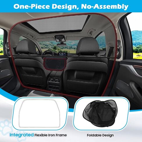 Dog Car Barrier Behind Front Seat, 52.4" Wide Car Pet Barrier One-Piece Design, Dog Car Divider Back Seat Barrier for Midsized Pickup, Midsized Car and SUV in Saudi Arabia